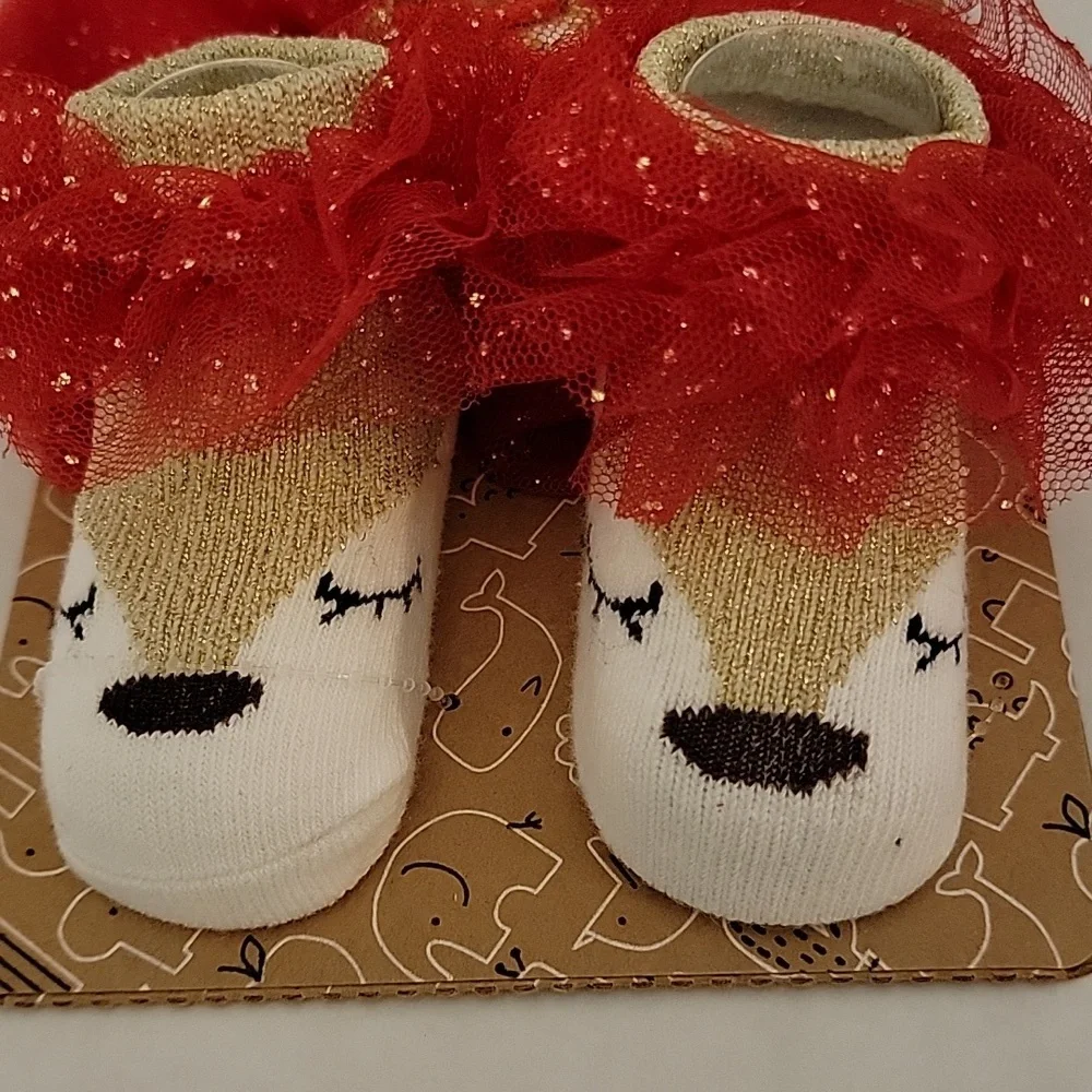 Baby essentials holiday Christmas reindeer  headband and socks